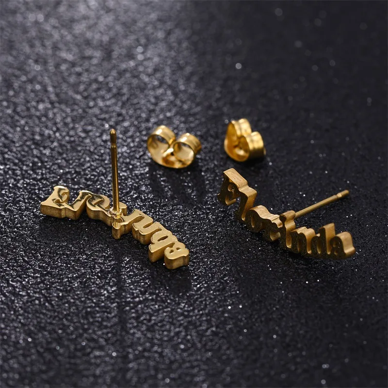 

Earrings Wholesale Long Hanging Drop Earrings Fashion Stainless Steel Letter Earrings, As pic