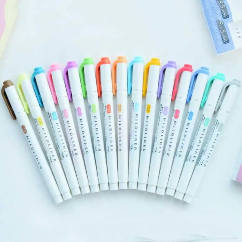 Hot Selling 5 Colors Zebra Mildliner Highlighter Set Wkt7 Double Sided ...