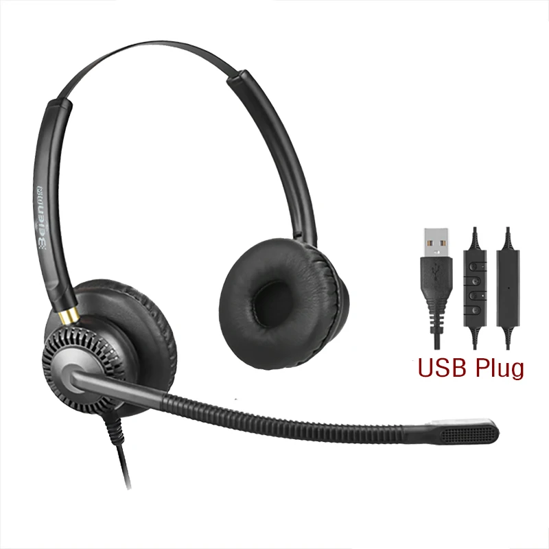 

Professional Binaural Wired USB Call Center Headset Noise Cancelling Headphone With Microphone And Volume Control For Office