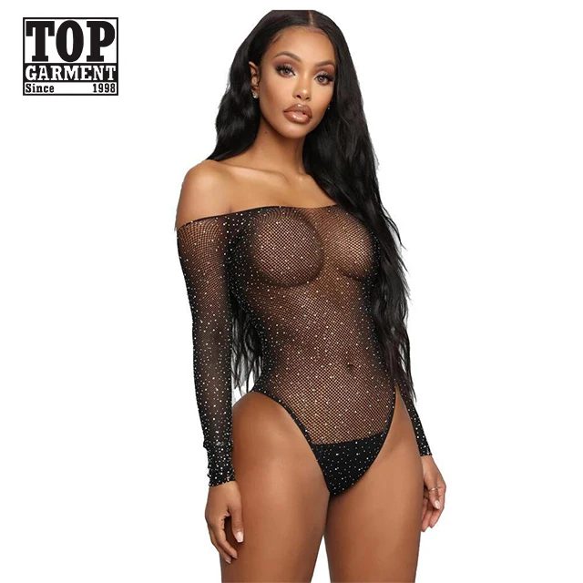 

Sexy See through Rhinestone lingerie female underwear womens bodysuit