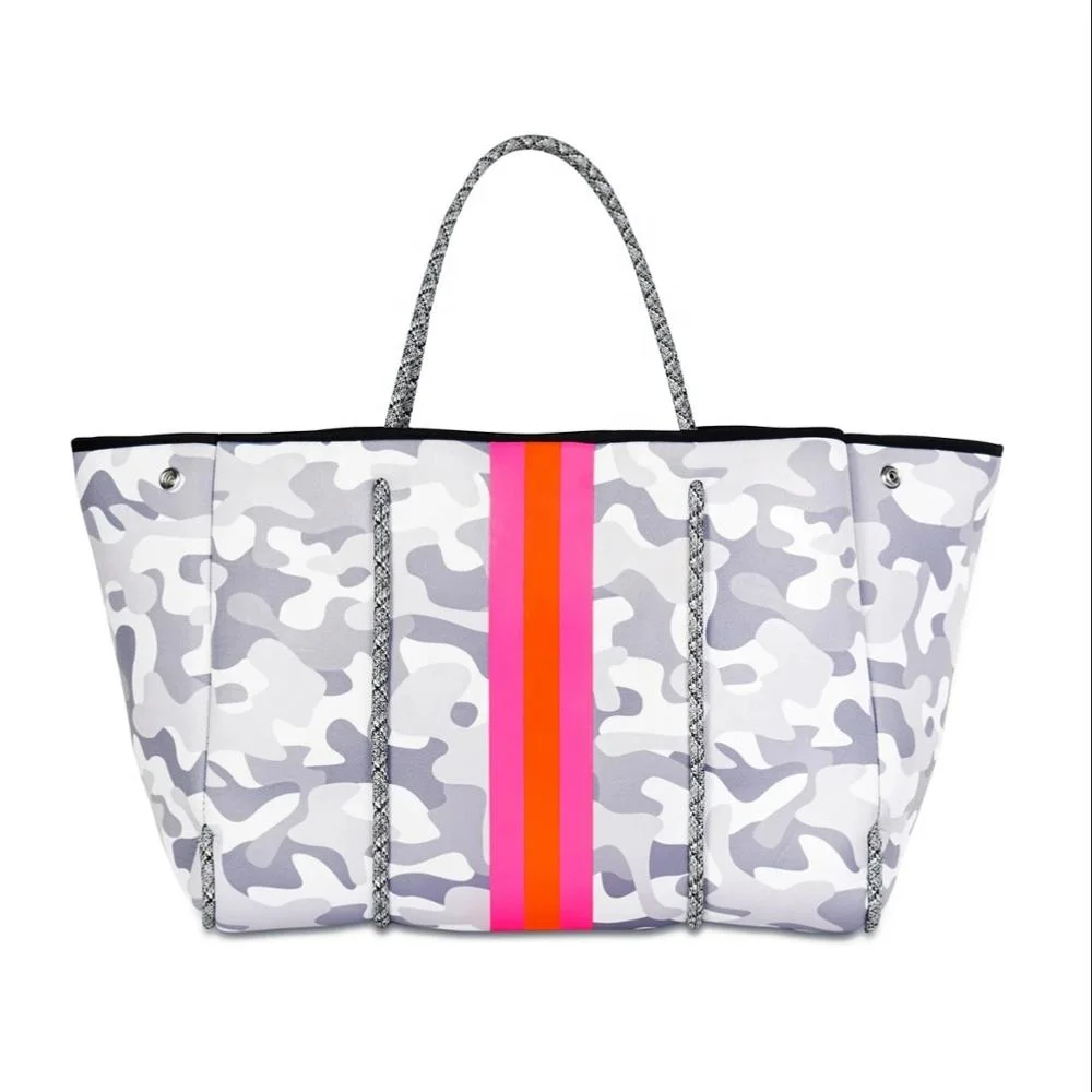 

2021 White Camo Neoprene Beach bag neoprene Tote Bag beach tote, Customizable