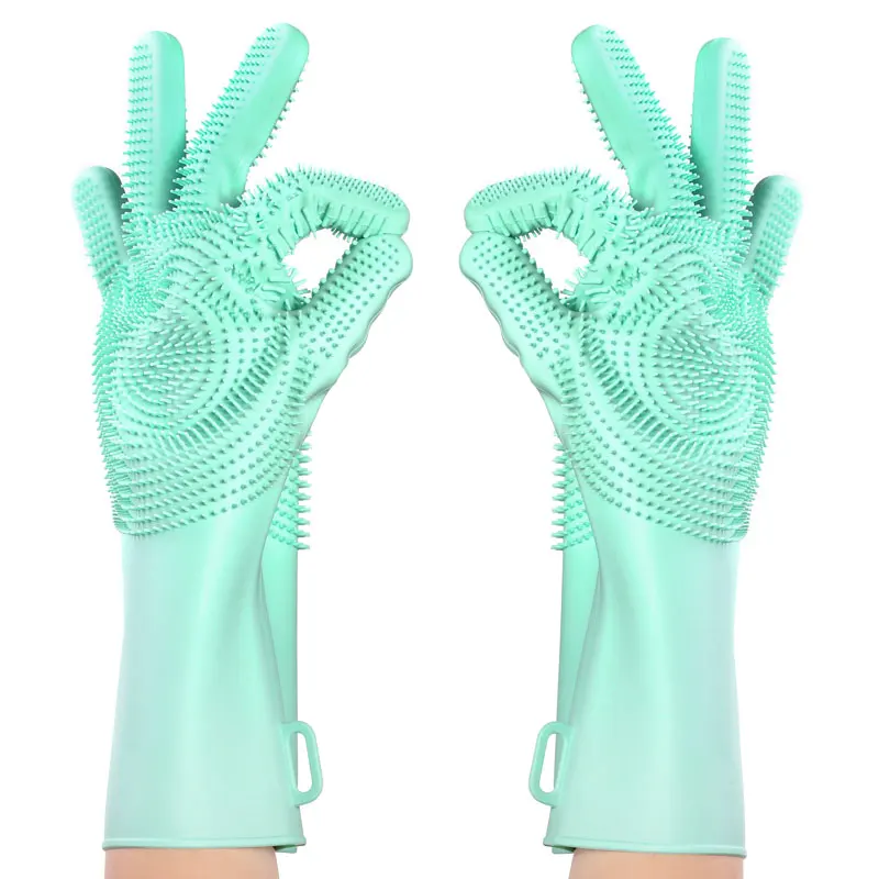 

BPA free dish washing gloves silicone dishwashing gloves magic dishwashing gloves, Quartz pink/cyan