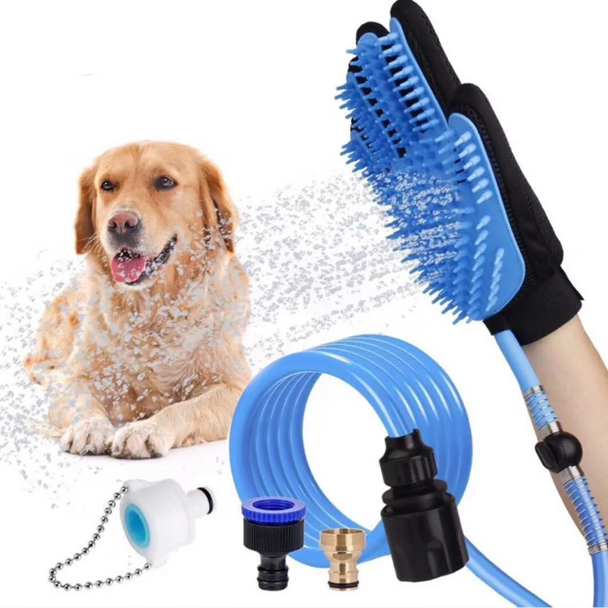 

2 in 1 Dog Shower Bathing Tool Cat Dog Washing Massage Grooming Glove Pet Hair Remover Brush Dog Shower Sprayer