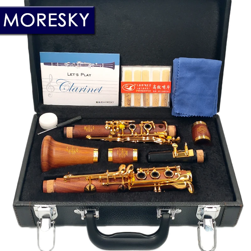 

MORESKY Red Wood Professional Clarinet Rosewood C Keys Gold-Plated/Redwood