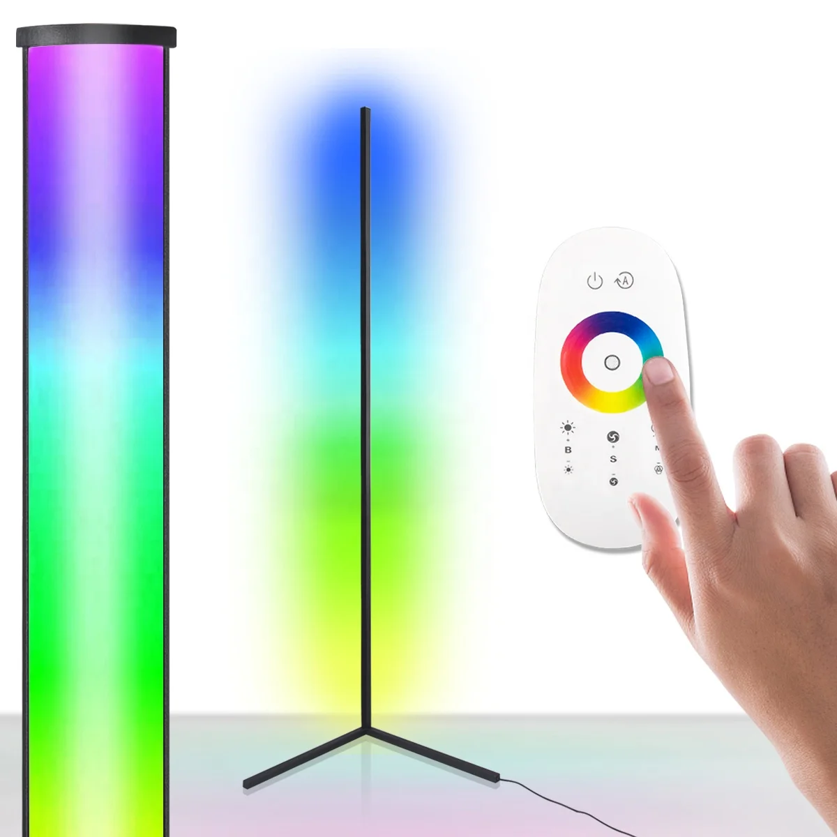 

Hot Selling APP OR Remote Control Luxury Standing Multicolor Rgb Led Corner Tripod Stand Floor Lamps For Living Room Modern