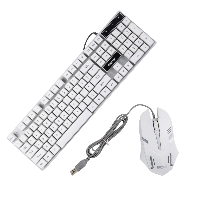 

Wired Gaming Keyboard Mouse Combo rainbow backlit USB orgin type, Black white color