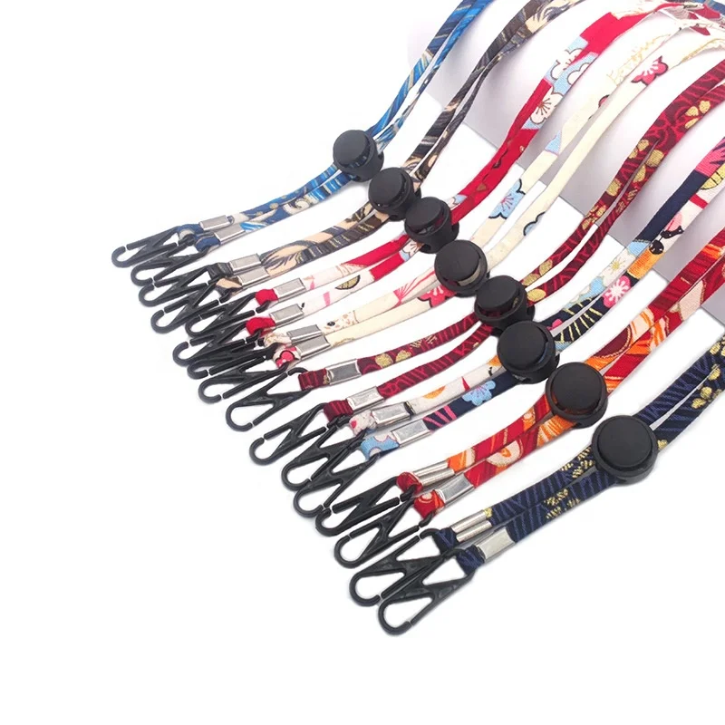 

Eyewear accessories colorful printing polyester reading eyeglass strap chain adjustable face masking hat lanyard string rope