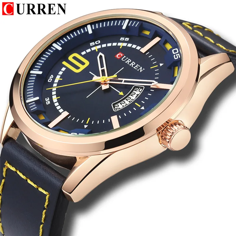 

CURREN Date Men Watch Top Luxury Brand Sport Military Business Casual Male Clock Leather Band Wrist Quartz Mens Watches Hot 8295