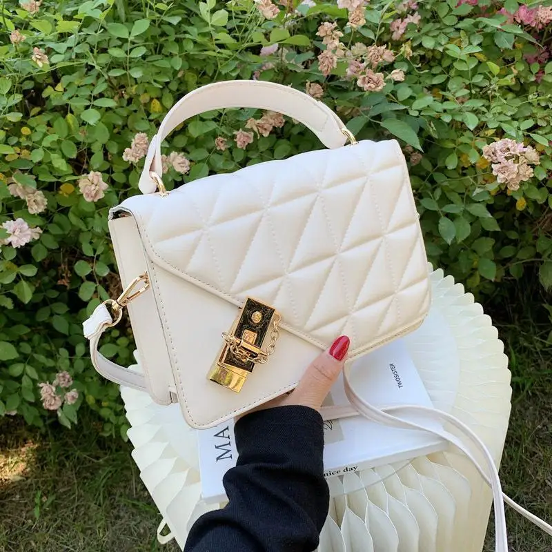 

Simple Portable Female Bag Retro Solid Color Small Fashion Messenger Bag Rhombus