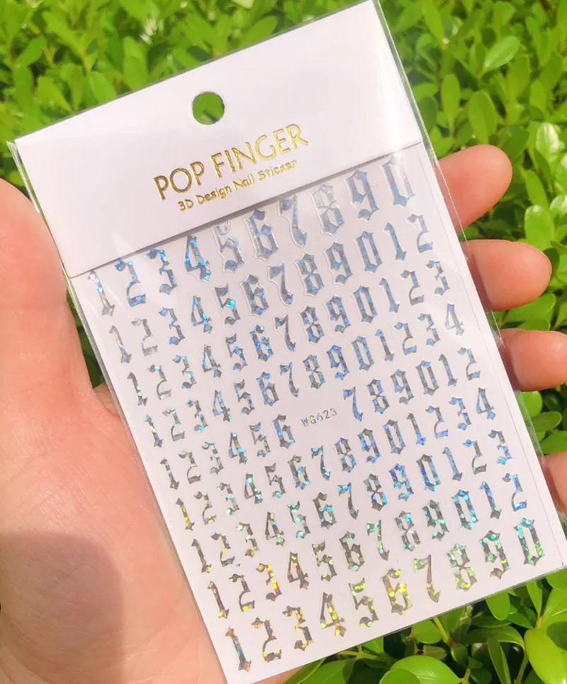 

Gold gilding nail art sticker 3D digital numbers gold red black silver nail foils self glue ultra thin silder deca, As picture