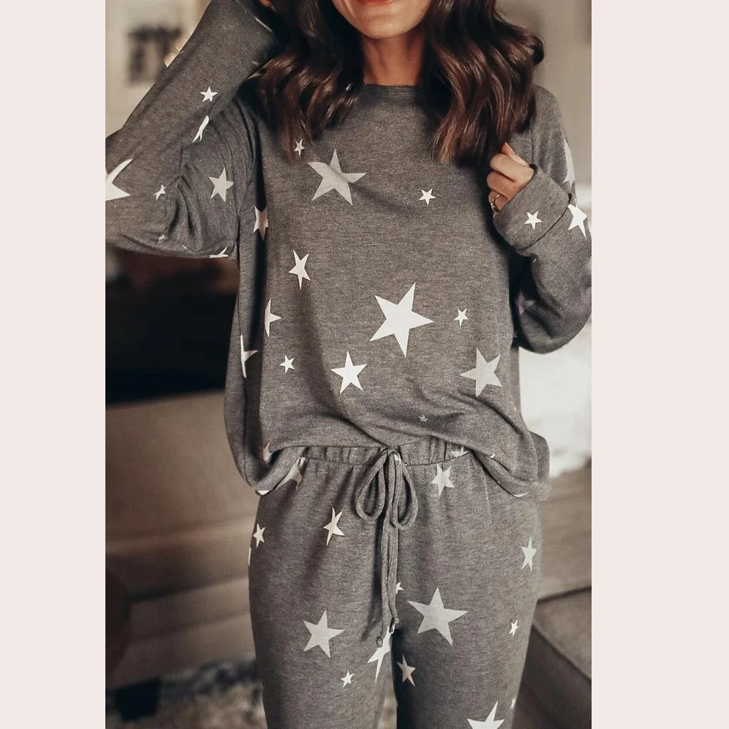 

Home casual two-piece women's summer hot on Amazon long sleeved trousers home set
