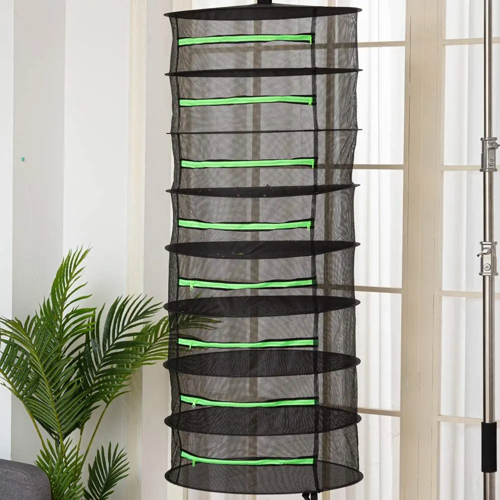 

Dropshipping Garden Indoor 2ft Zipper Plant Drying Rack Net W/Green for Garden Hanging Mesh Herb Dryer