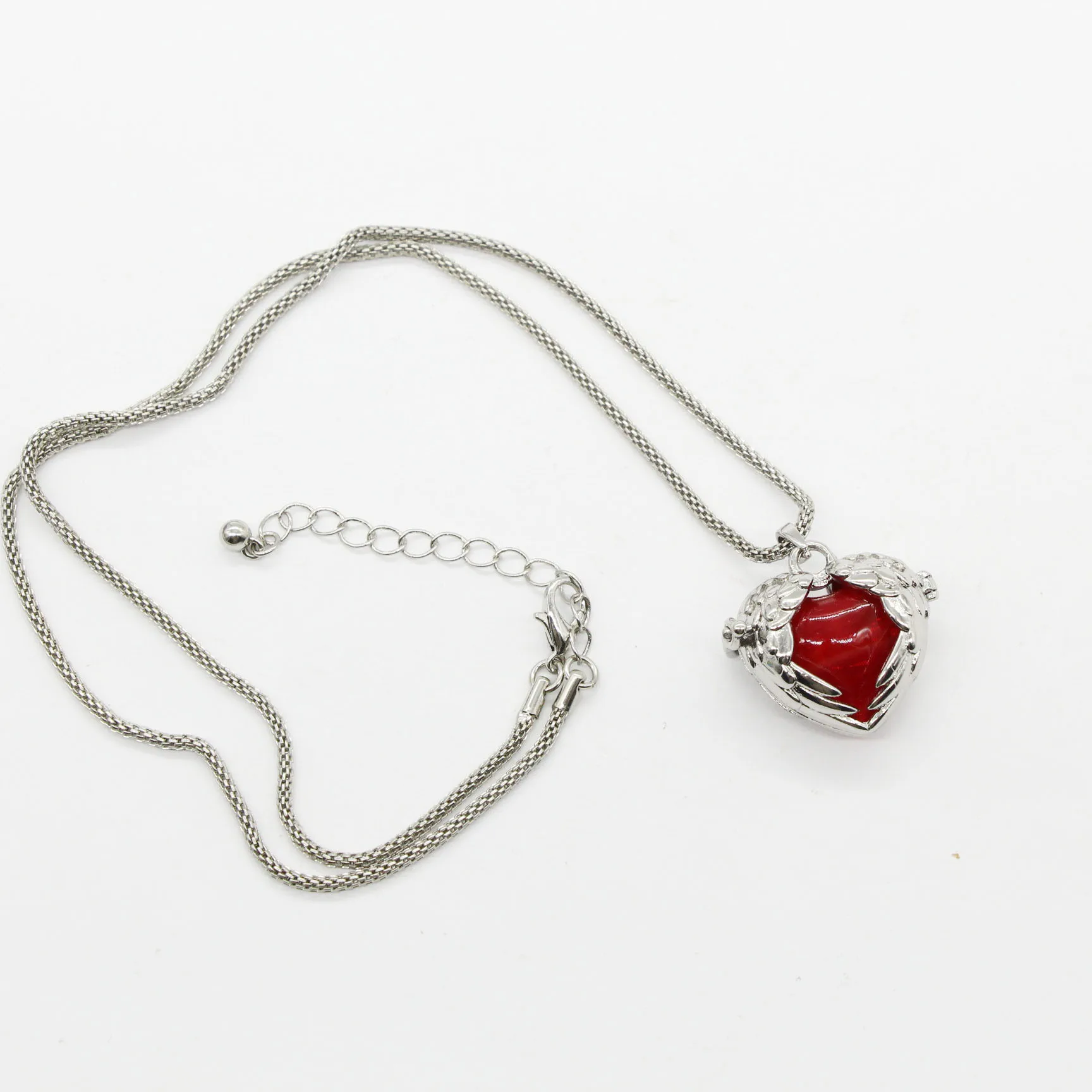 

Glass heart pendant angel wing aroma essential oil diffuser women necklace