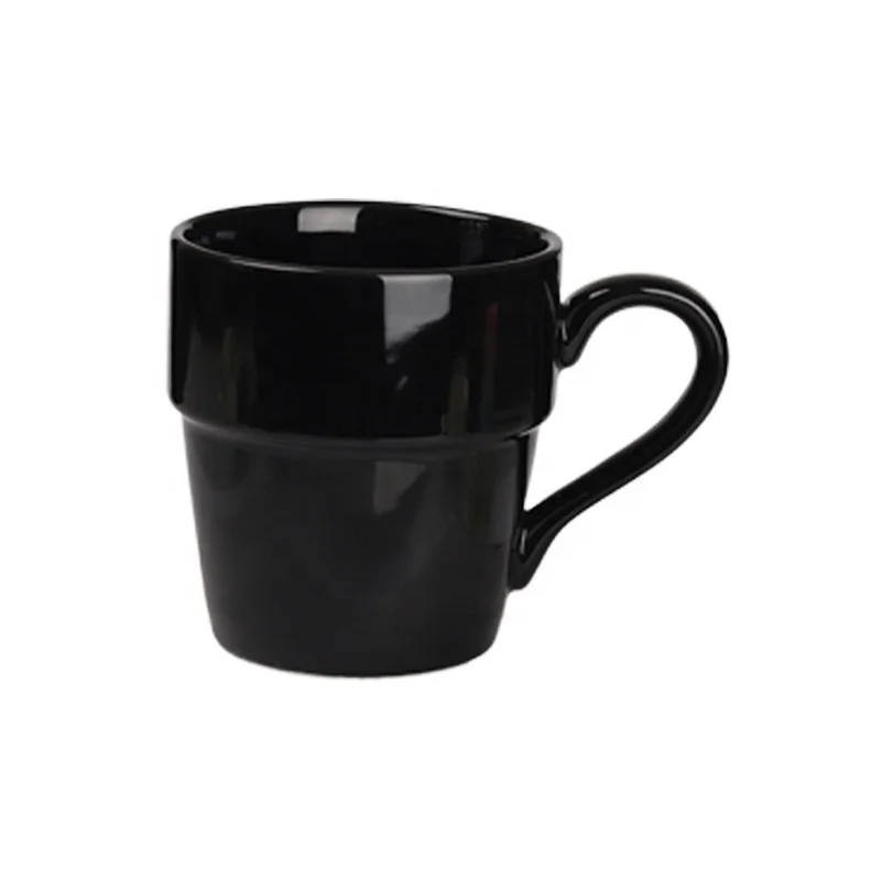 

chaozhou factory cheap price ceramic 300 ml porcelain mug cup made in china, Glossy black , glossy white