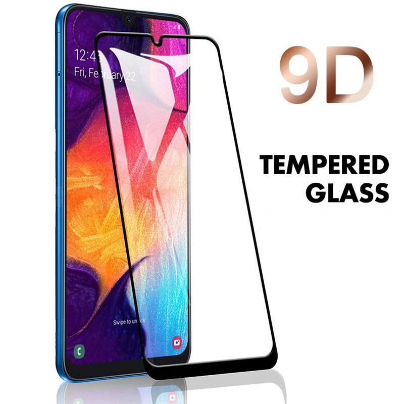 

9D tempered glass film for Samsung M40 M30S M30 M20 screen protector for A50S A40S A30S A20S A10S protective phone cover, Black