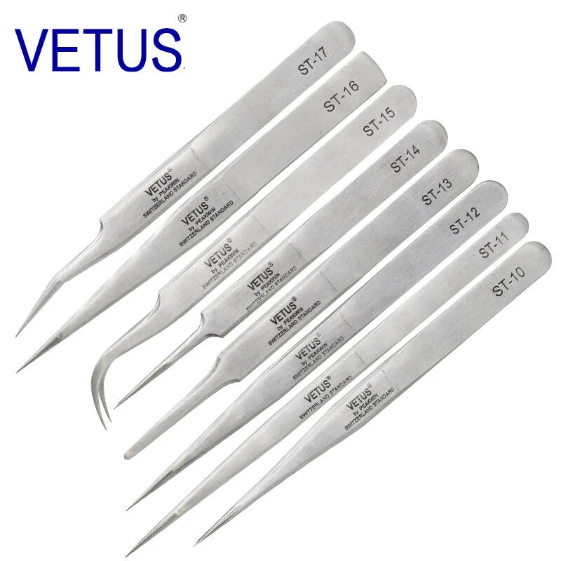 

Yelix Pop Vetus ST Series Surgical Grade Stainless Steel Lash Applicator Eyelash Extension Tweezers, Silver