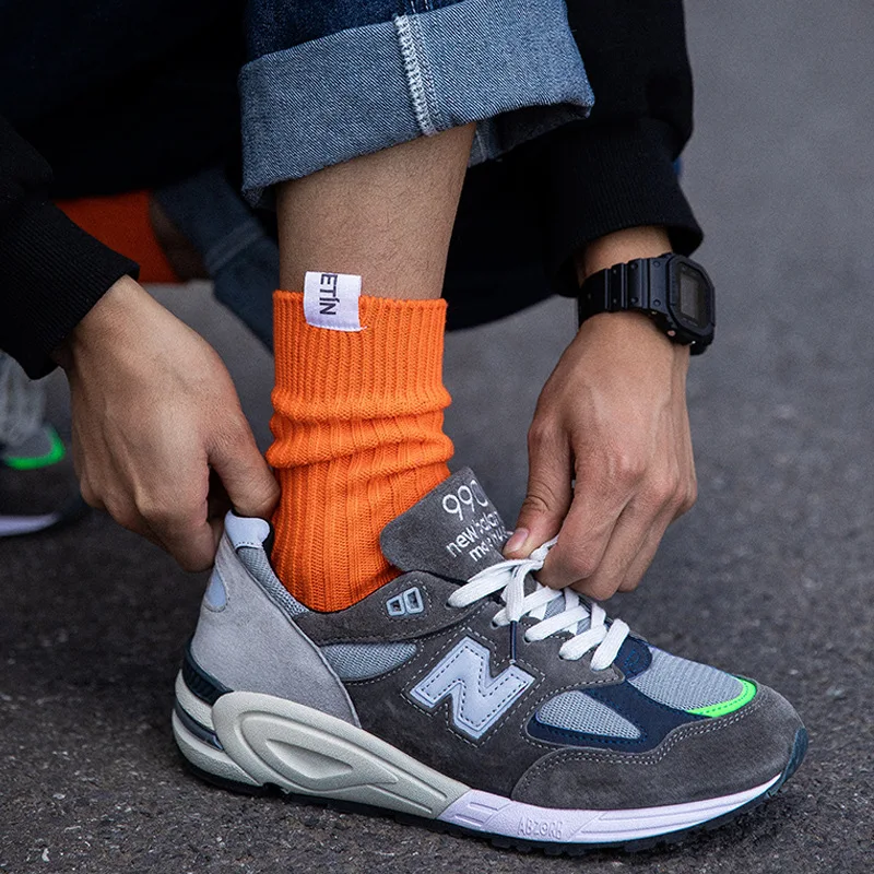 

fashion mens hip pop socks wholesale high elastic smooth cotton ribbed street wear socks