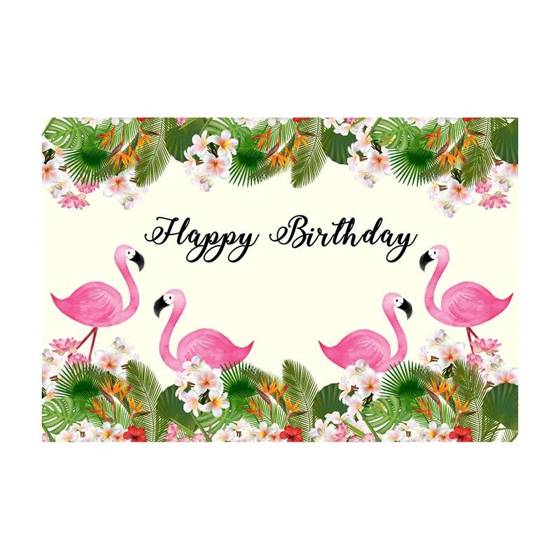 

Hot Amazon Trending 2021 Summer 7x5ft Tropical Hawaiian Flamingo Floral Birthday Backdrop DGBD-138