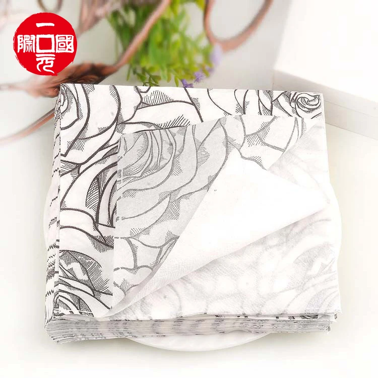 

Wedding hotel packing colored rose flower color printing napkin paper placemat wrapping paper cup flower tissue