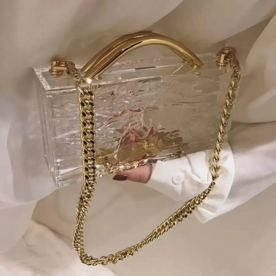 

2021 Hsienjin New Fashion Hot Sale Water Wave 10mm Acrylic Bags Lady Party Luxury Purse Girlish Handbag Clutch Evening Bag