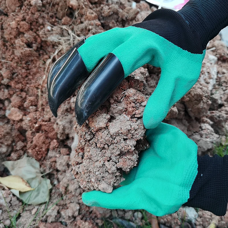 

Breathable wholesale garden gloves with claws for gardening digging and planting potted plants, Green