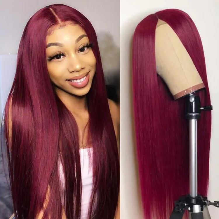 

Burgundy 99J 13*4 13*6 HD Lace Front Wig Straight Pre Plucked Hairline 8-40 Inches Brazilian Human Hair Burgundy Lace Front Wig