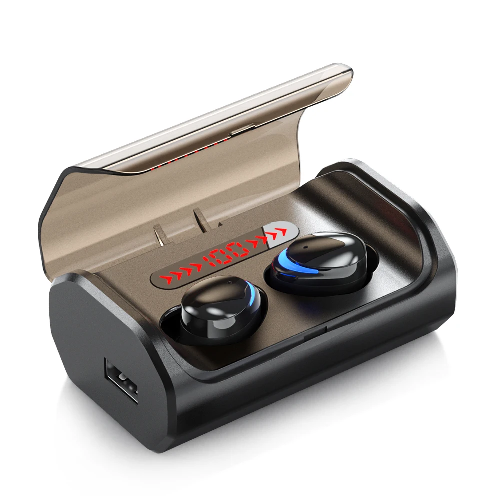 

Touch control deep bass ear buds headsets headphone earphone earbud tws true wireless T8 with power bank storage charging case