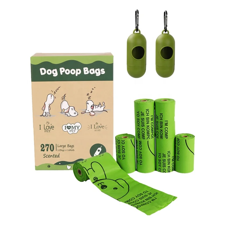 

Amazon Hot Selling Cheap Customization Compostable Eco Friendly Trash Garbage Pet Dog Waste Poop Bag Biodegradable Poop Bags, Green