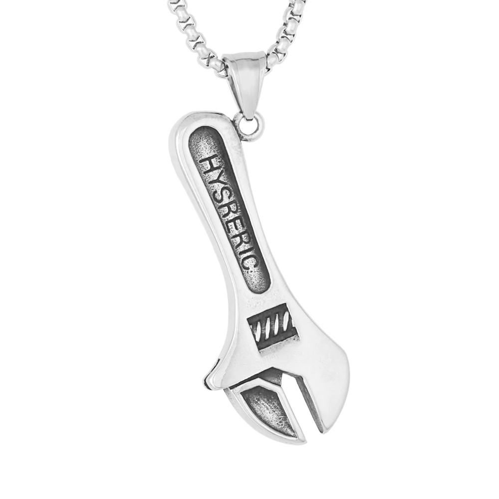 

European And American Hip Hop Jewelry Punk Stainless Steel Wrench Pendant Necklace