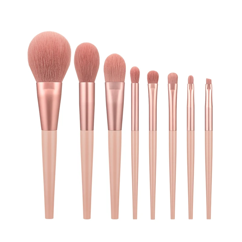 

8Pcs Make Up Brushes Set For Foundation Eeyshadow With Traveling Bag Makeup Brush, Pink