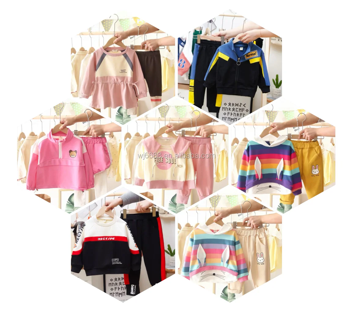 

New Girl Long Sleeve O-neck Clothes Set Solid Tops Pants Outfits children Suit For kids Autumn winter