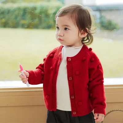 

Knit Cardigan Button Handmade Sweater Kids Solid Color Wholesale Autumn Children Breathable Anti-shrink Pullover Single Button