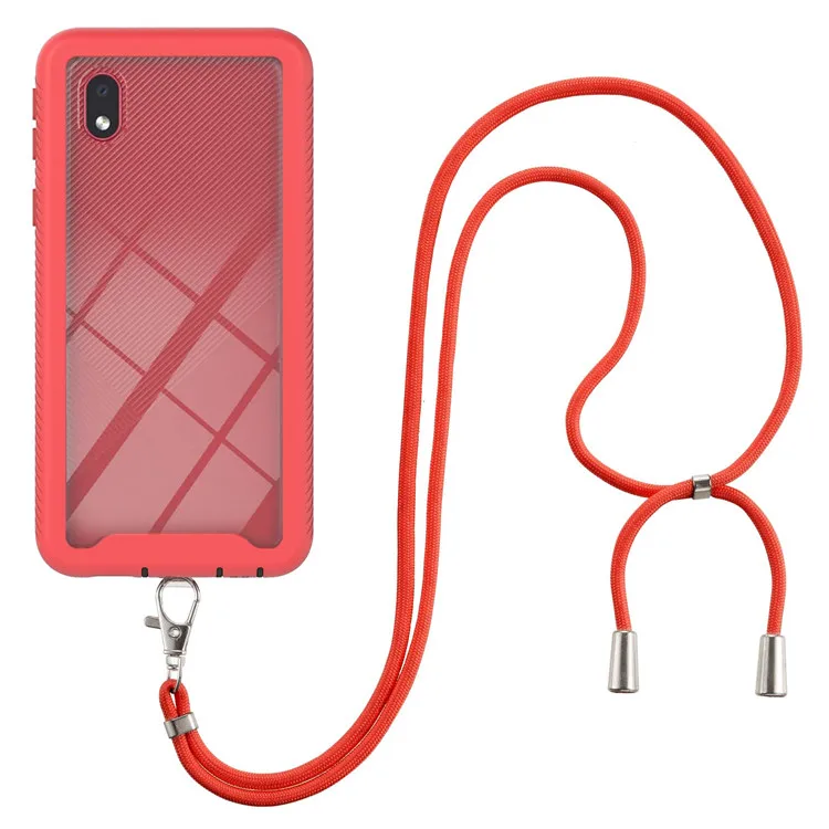 

Shockproof Phone Case for Samsung A01 Core A12 A21S A31 A41 Clear Back Cover Double Layer Rugged Bumper with Lanyard