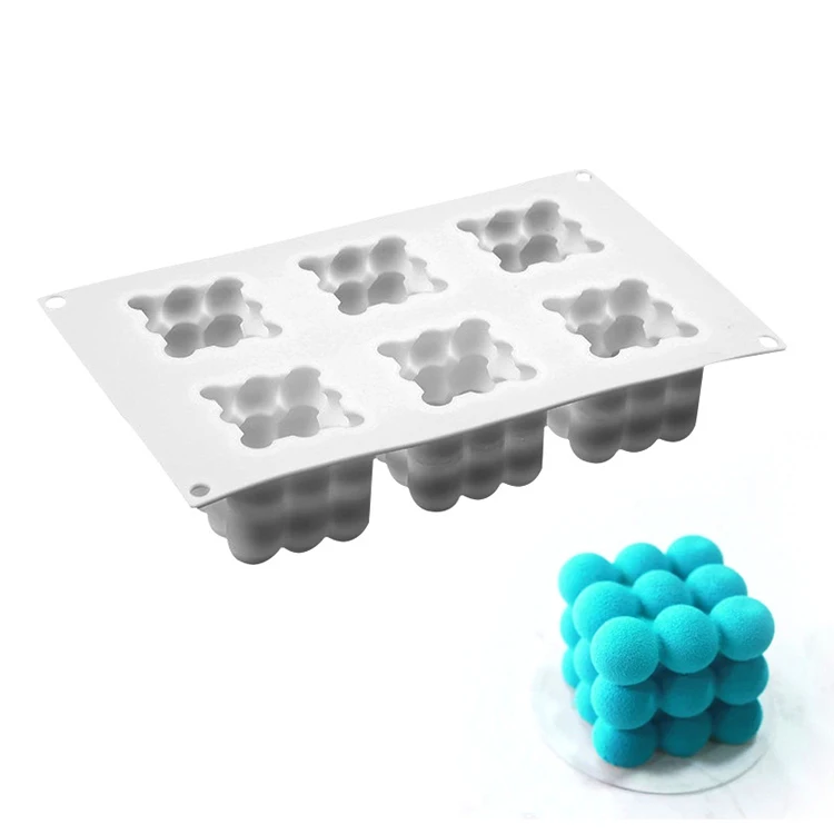 

New Fashion 6 Cavity Silicone Cake Mold 3D Design Food Grade Cake Silicone Mold Non-Stick Cube Silicone Mold For Cake Chocolate, Any color is available