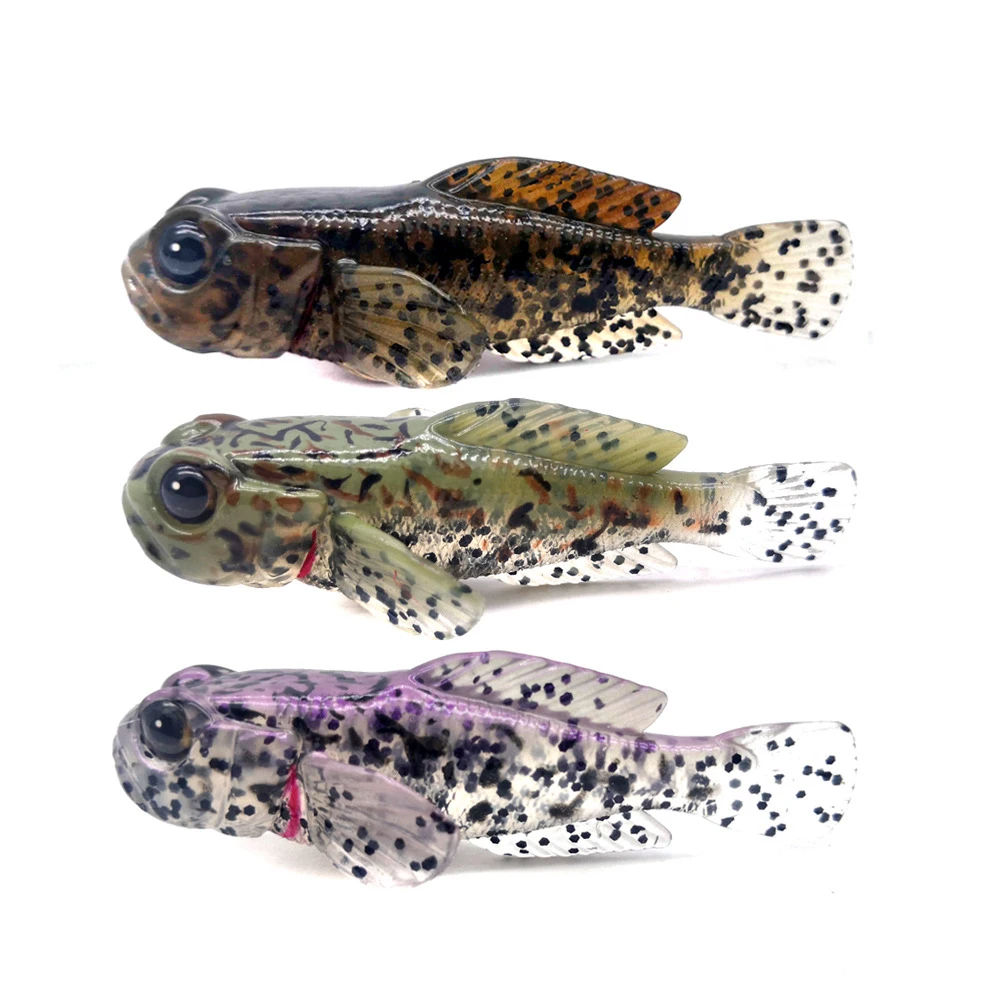 

Newbility HD Goby Soft Bait 5pcs/pack 75mm 9.3g Hand Painting Multiple Colors Live Swimbait Fishing Lure, Brown, green, purple