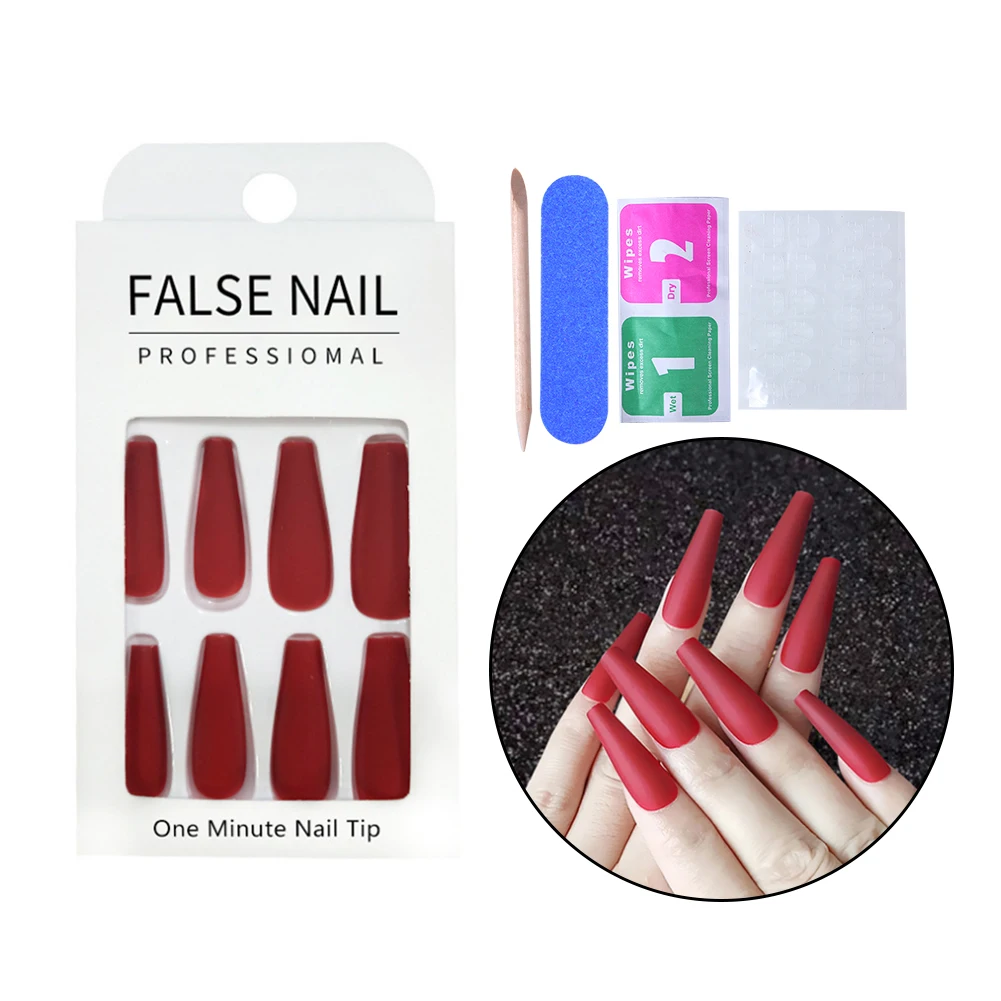 

IMAGNAIL 20 Colors 20pcs Pure Color Matt Frosted Full Cover False Nails Long Easy Coffin Nail Tips Press on Nail