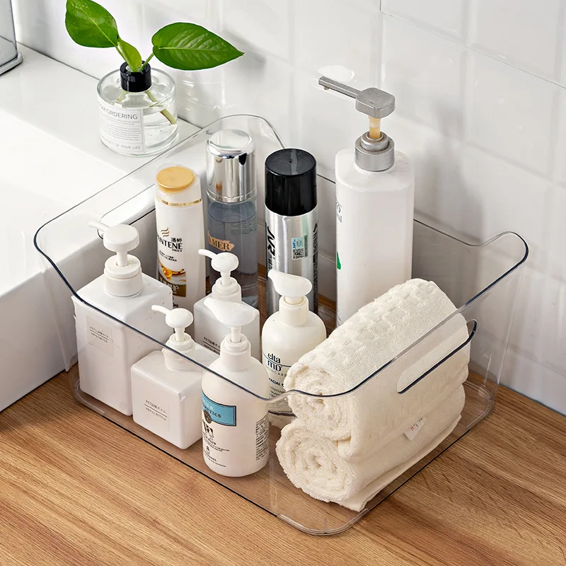 

plastic PET clear make up storage organizer bins containers for kitchen pantry, Transparent clear