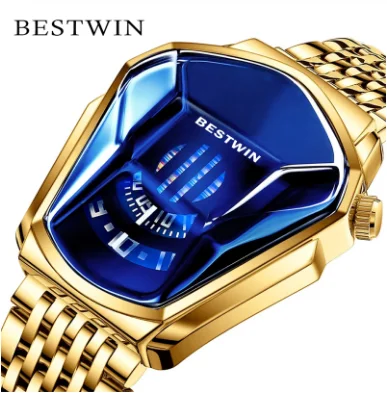 

2021TOP BESTWIN Locomotive Trend Quartz Watch Men Luxury Waterproof Glass Hand Watch Stainless Steel