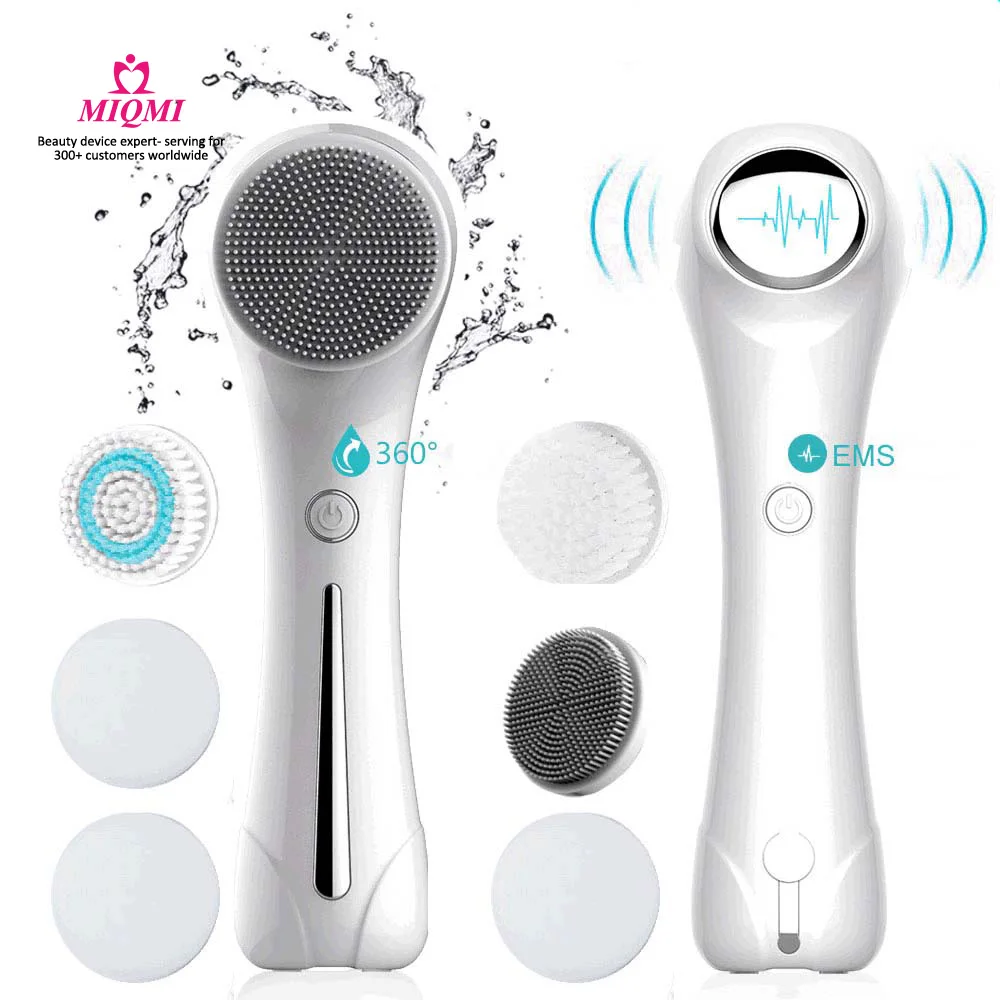 

Face Pore Cleanser Brush 3 in 1 Electric Rotating Facial Cleansing Brush USB Rechargeable Skin Care Tool Sonic Facial Cleaners, White black pink blue