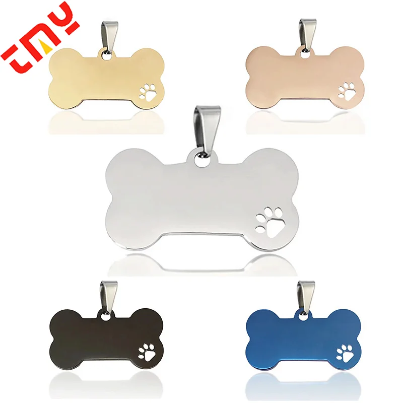 

Custom Deep Engraved Blanks 3 D Bone Shape Stainless Steel Pet Cat Dog Id Tag For Engraving