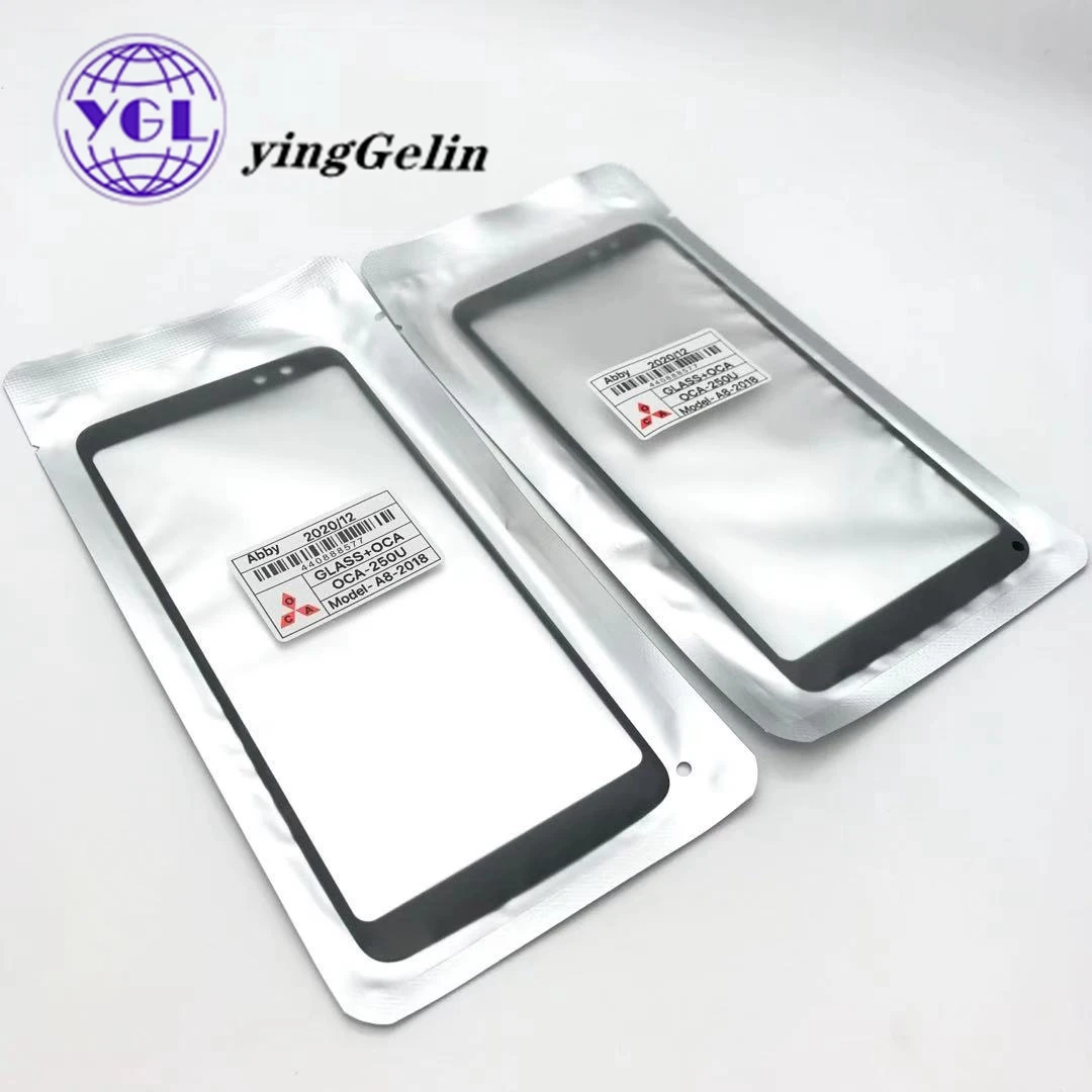 

Front Panel glass with OCA for Samsung Galaxy A8 A8 Plus 2018 A730 A530 Touch Screen Sensor LCD Display Glass Cover, Black
