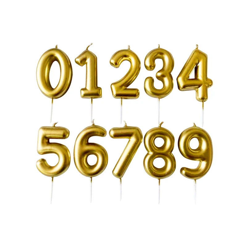 

Metal birthday number candles golden number 0-9 party cake decoration children number candles
