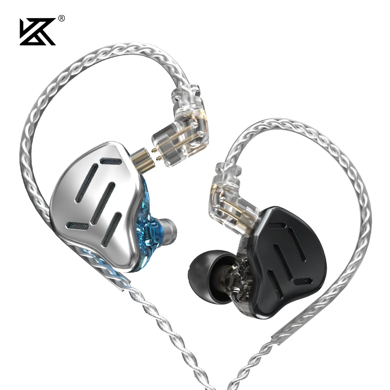 

KZ ZAX 7BA+1DD Monitor Headset 16 Units HIFI Bass In Ear Earphones Hybrid Technology Noise Cancelling Earbuds Sport Headphones, Black,silver