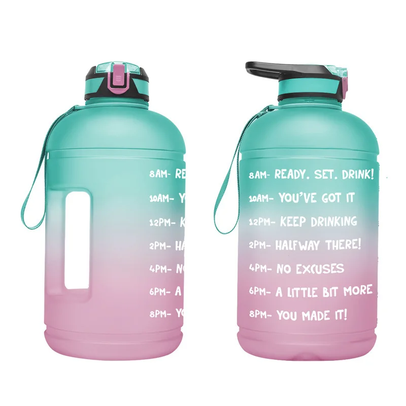 

Wholesale 1 Gallon Gradient matte material Water Bottle 1 Gallon/3.7L with Time Marker Straw Leakproof BPA Free Water Jug