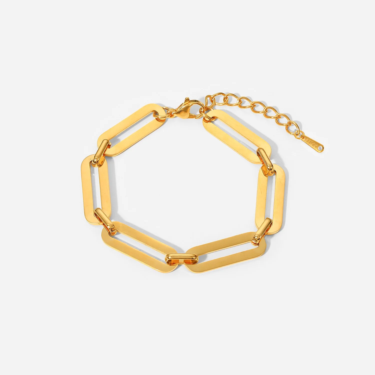 

Ins Trendy Stainless Steel Chain Bracelet 18K Gold Plated Chain Simple Minimalism Handmade Oversized Rectangle Bracelet Women