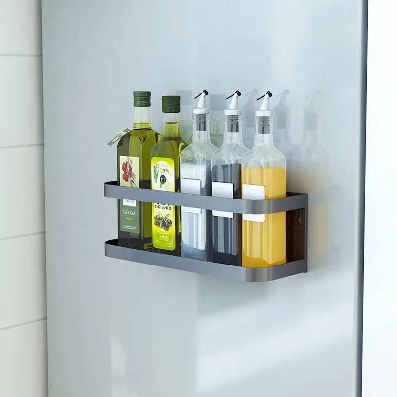 

Multifunctional single layer fridge magnetic storage organizer kitchen wall rack