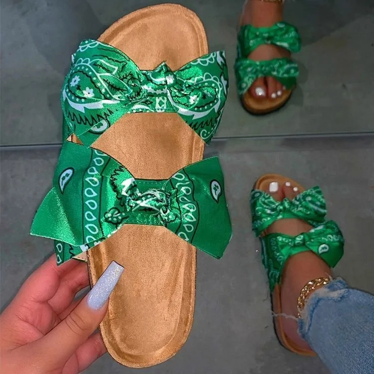

Bow Flower Beach Slippers Ladies Wedges Slides Flip Flops Sandals For Woman And Ladies, Black/blue/white/red/orange/green