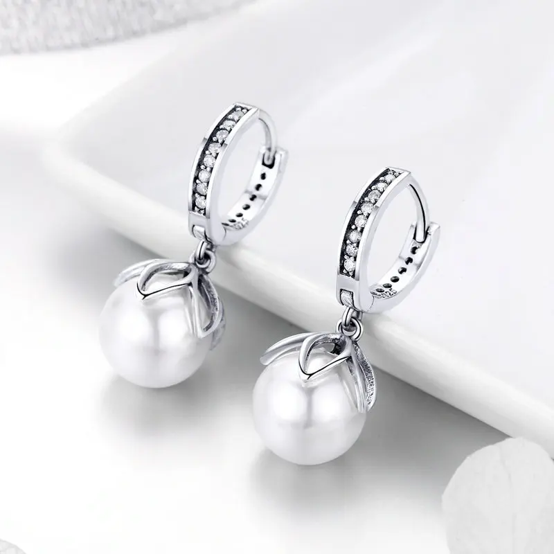 

Elegant woman girl accessories pearl 925 silver earring