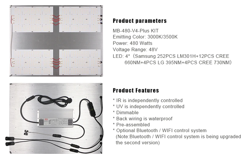 UV IR switches grow light led LM301H cree 660 ir uv monster board v4 480w for hydroponic indoor plants