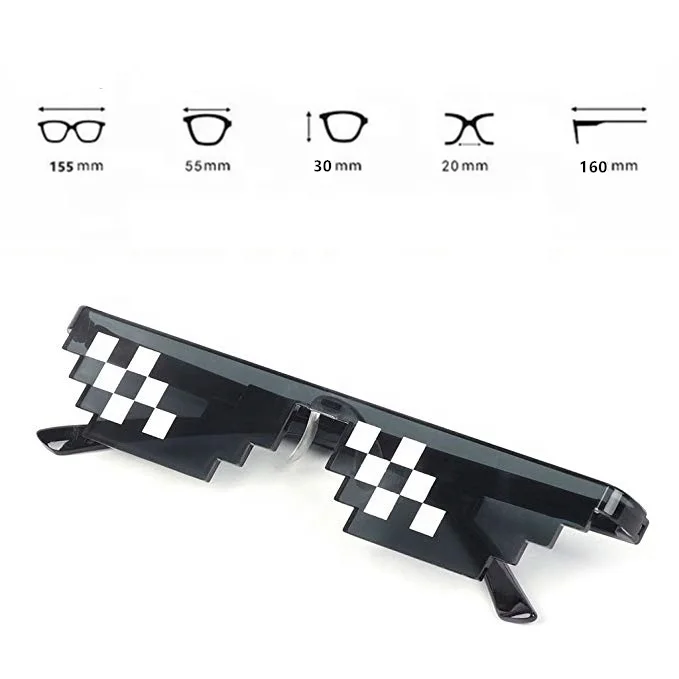 

YDM Sunglasses Pixelated Men Women Brand Party Eyeglasses Mosaic UV400 Vintage Eyewear Unisex Gift Toy Glasses, Black